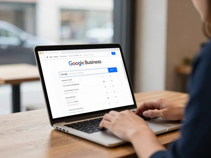 Setting up a Google Business Profile on a laptop
