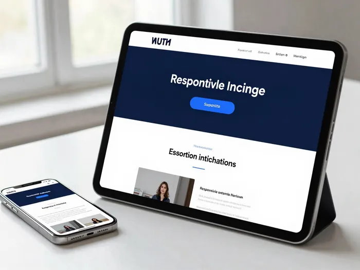 Small business website shown on a tablet and phone